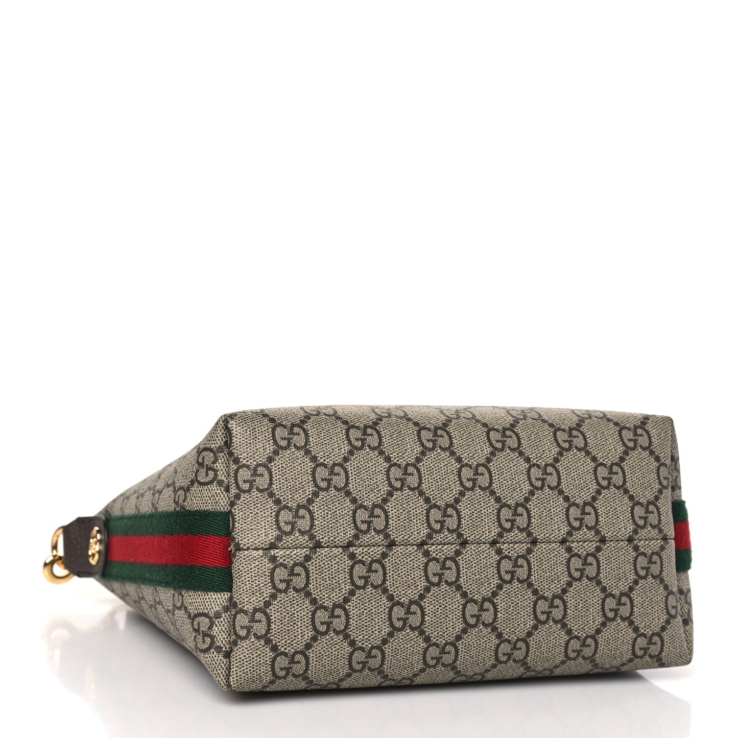 GG Supreme Monogram Textured Calfskin Web Super Mini Ophidia Shoulder Bag Beige Ebony New Acero
