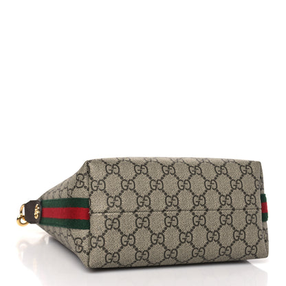 Gucci GG Supreme Monogram Textured Calfskin Web Super Mini Ophidia Shoulder Bag Beige Ebony New Acero 4 of 8