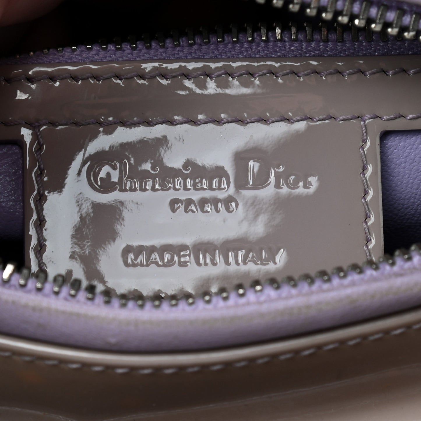 Lambskin Patent Stitched Cannage Medium Lady Dior Beige Purple