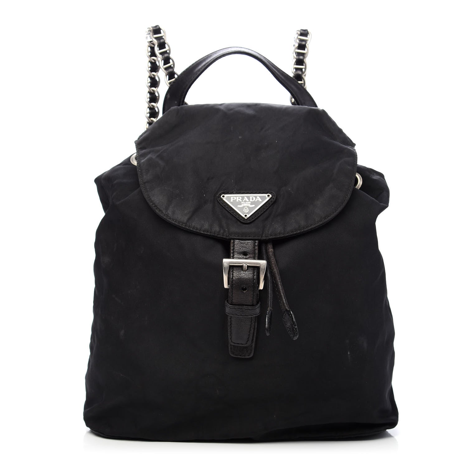 Prada Tessuto Nylon Vela Chain Backpack Black 1 of 9
