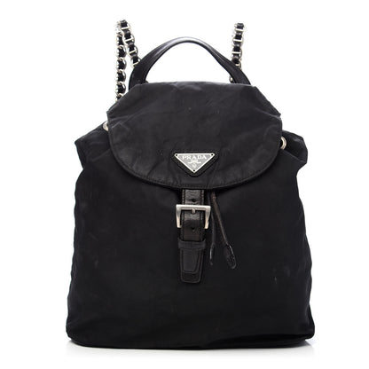 Prada Tessuto Nylon Vela Chain Backpack Black 1 of 9
