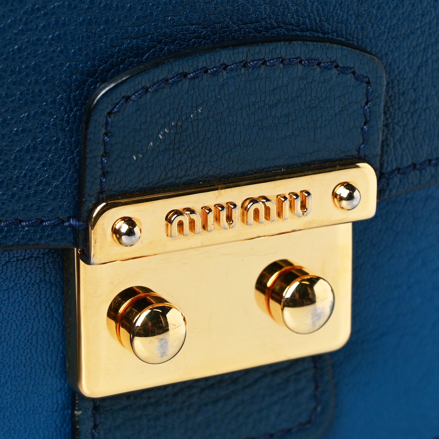 Miu Miu Vitello Phenix Madras Shoulder Bag Cobalto Marea 13 of 18