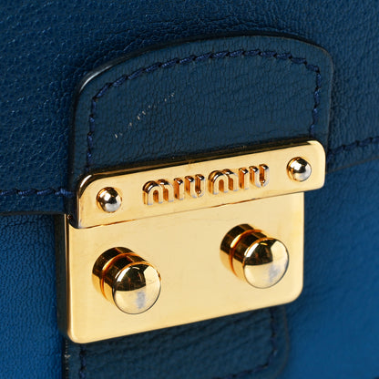 Miu Miu Vitello Phenix Madras Shoulder Bag Cobalto Marea 13 of 18