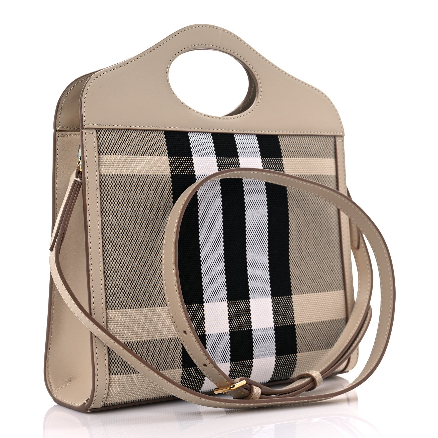 Burberry Smooth Calfskin Archive Canvas Check Mini Pocket Bag Dusty Sand 2 of 9