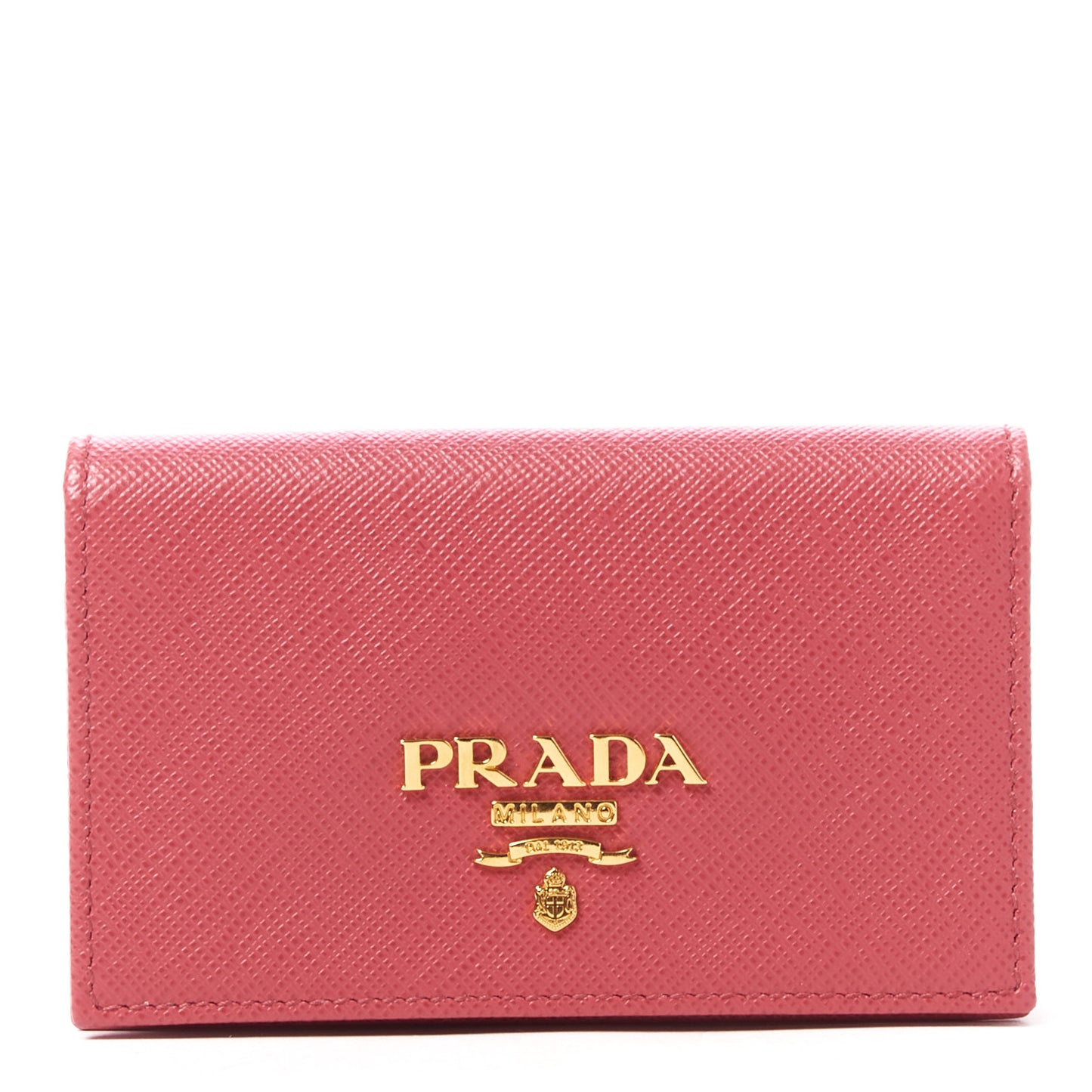 Saffiano Metal Bi-Fold Card Holder Wallet Peonia