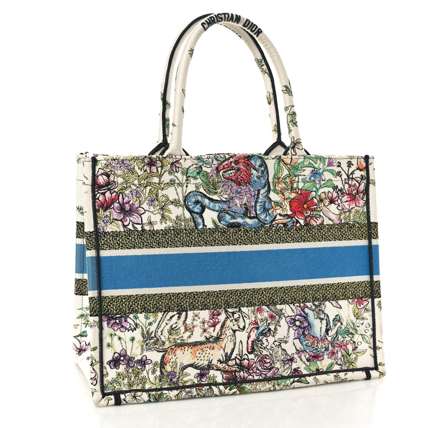 Christian Dior Canvas Embroidered Medium D-Constellation Book Tote Latte Multicolor 3 of 14