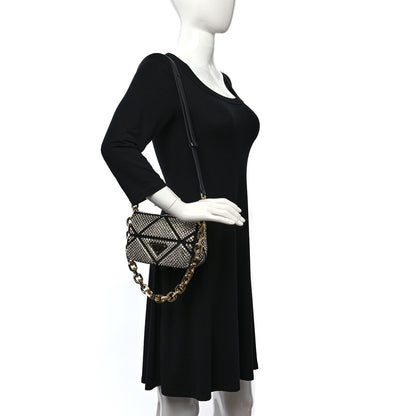 Prada Satin Crystal Mini Bag With Chain Black 2 of 8