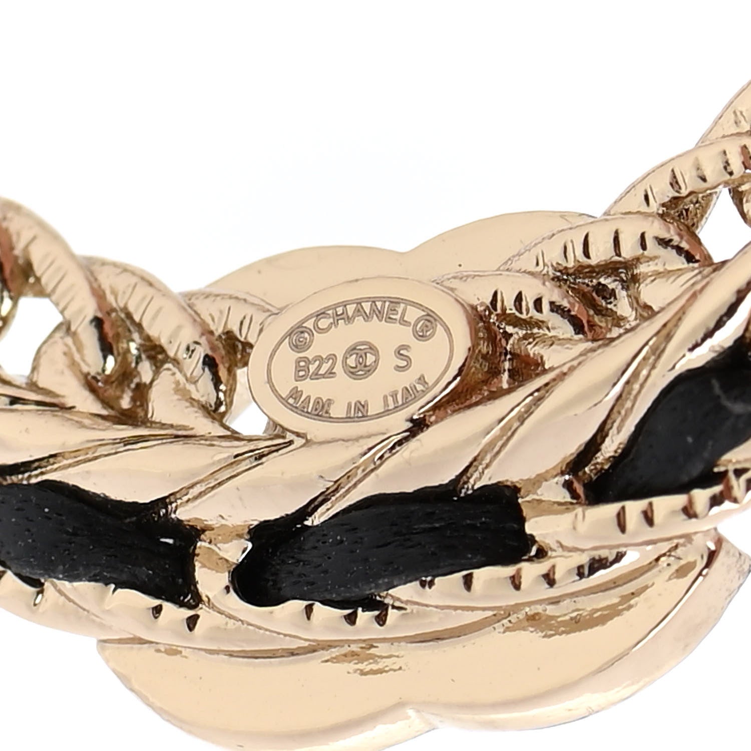 Chanel Crystal Lambskin CC Chain Hoop Earrings Gold Black 4 of 5