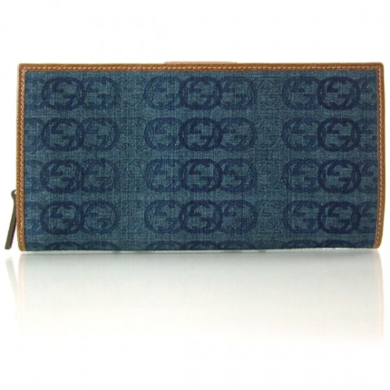 Denim GG Abbey Continental Wallet Brown