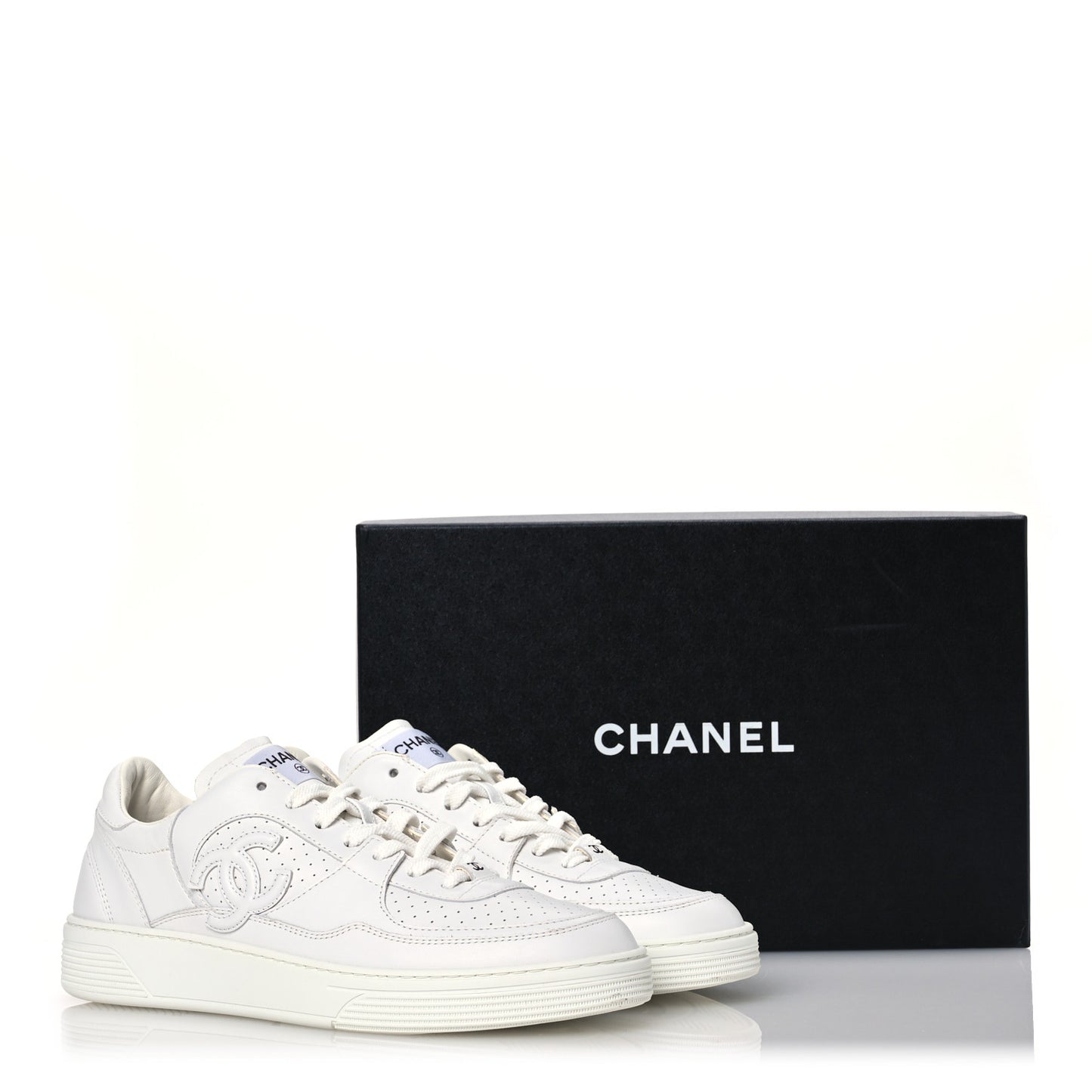Calfskin CC Womens Sneakers 41.5 White