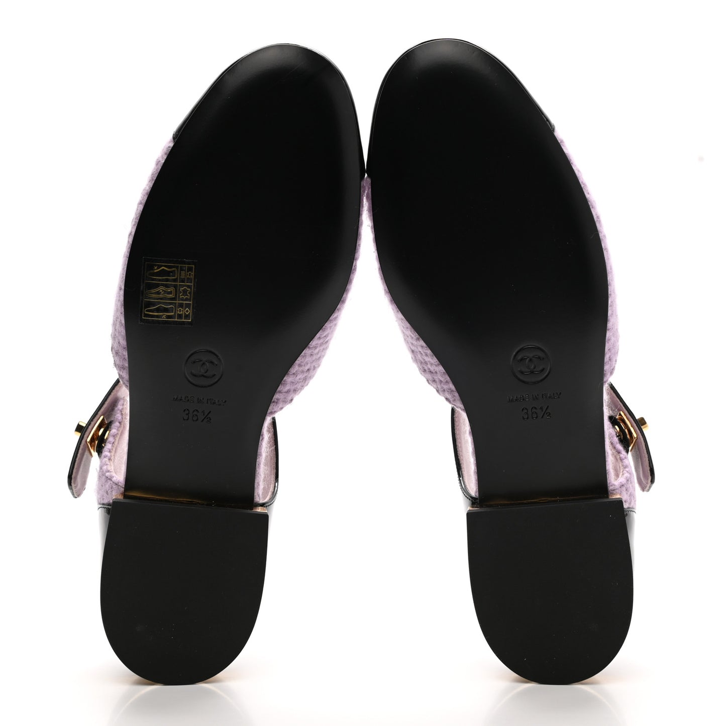 Tweed Patent Cap Toe Ballerina Flats 36.5 Light Pink Black