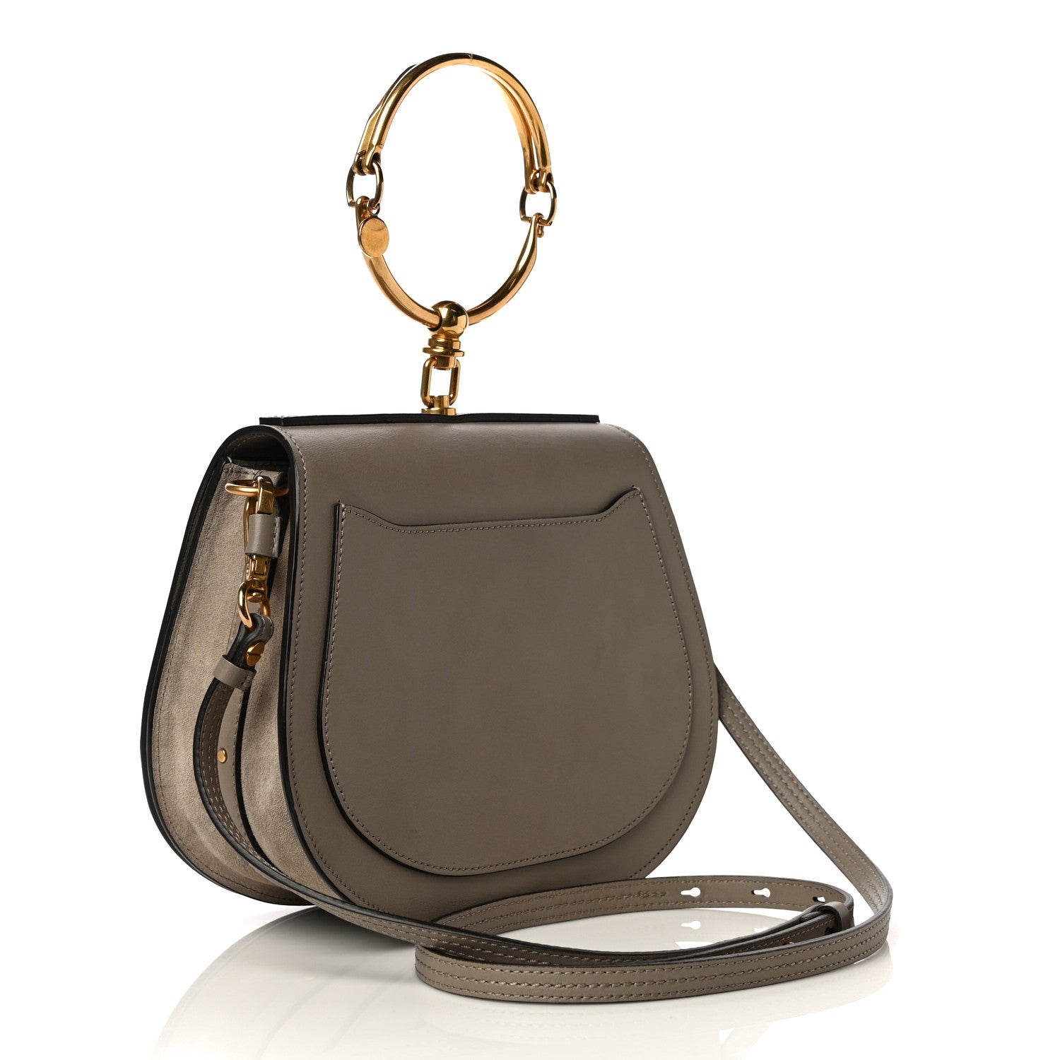 Chloe Calfskin Suede Medium Nile Bracelet Bag Motty Grey 2 of 9