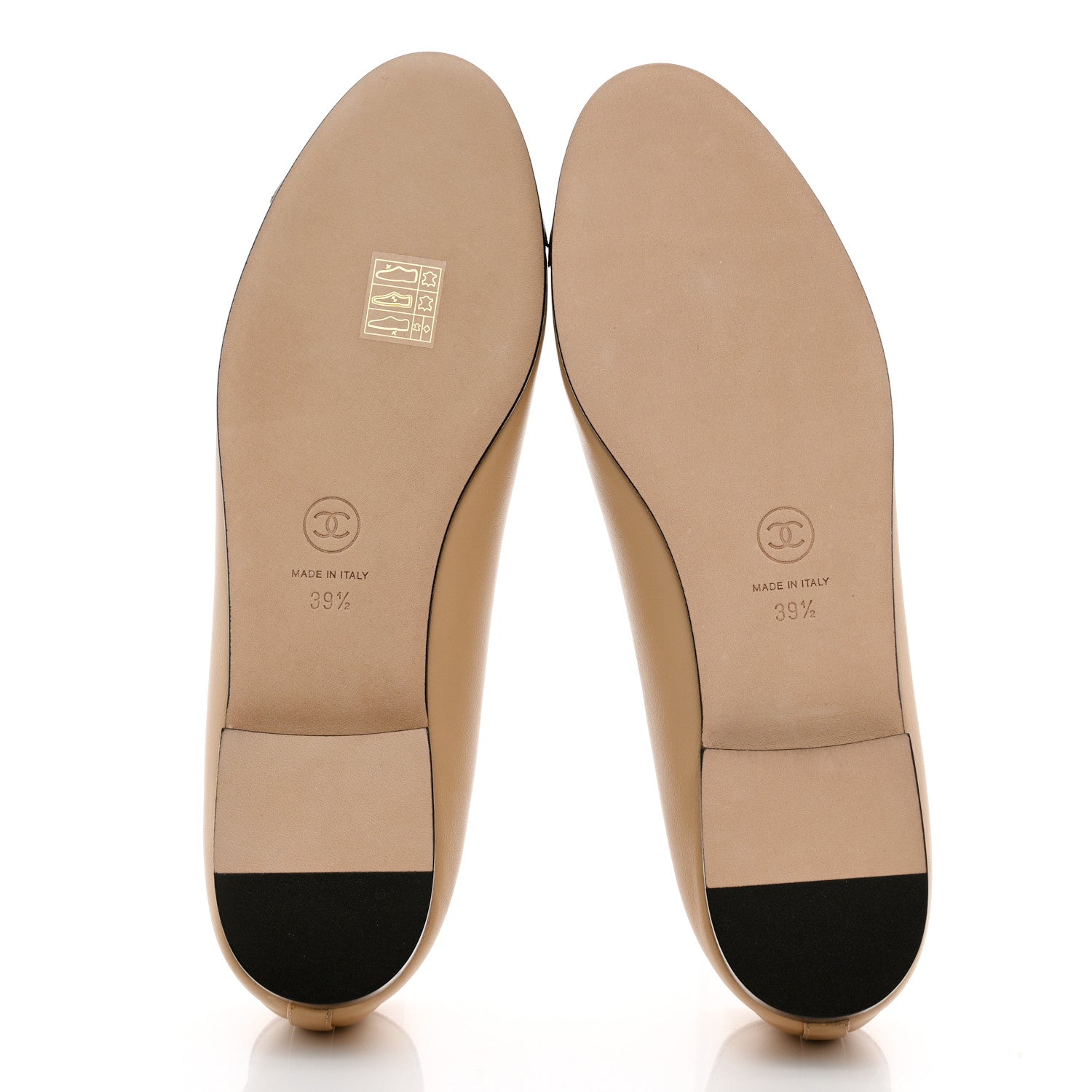 Chanel Lambskin Cap Toe Ballerina Flats 39.5 Beige Black 5 of 9