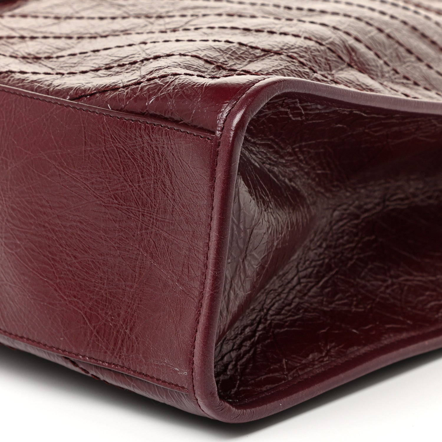 Saint Laurent Crinkled Calfskin Matelasse Monogram Niki Shoulder Bag Rouge Legion 10 of 11