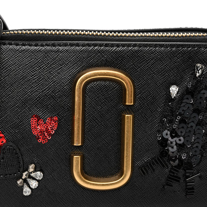 Marc Jacobs Saffiano Sequin Crystal Embellished Small Snapshot Camera Bag Black 8 of 12