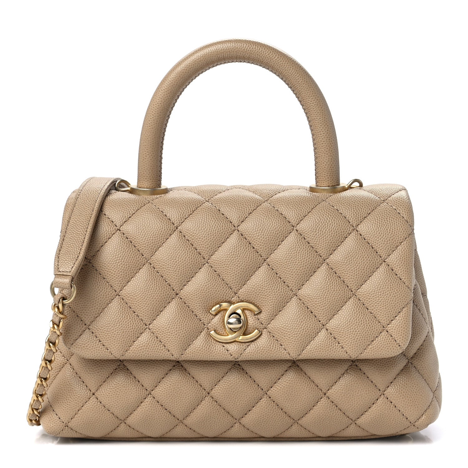 Chanel Caviar Quilted Mini Coco Handle Flap Beige 1 of 11