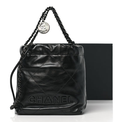 Chanel Shiny Calfskin Quilted Mini Chanel 22 So Black 11 of 11