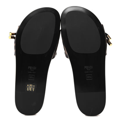 Fendi Satin FF Fendi Feel Slide Sandals 36.5 Tobacco Black 5 of 8