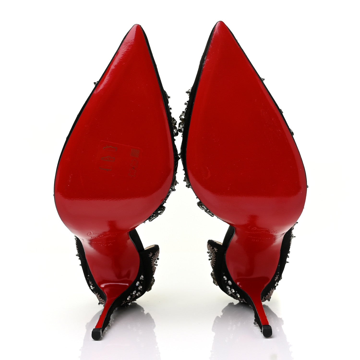 Christian Louboutin Satin Crystal Embellished Artifice 120 Pumps 39.5 Black 5 of 7