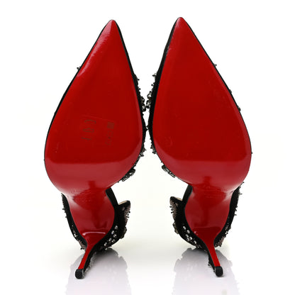 Christian Louboutin Satin Crystal Embellished Artifice 120 Pumps 39.5 Black 5 of 7