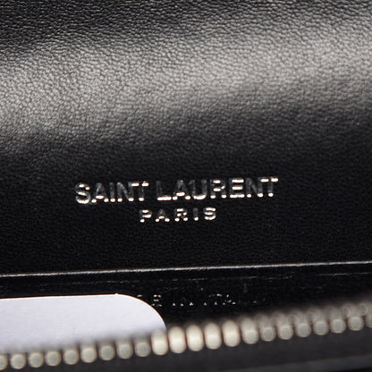 Saint Laurent Calfskin Crocodile Embossed Kate Monogram Tassel Chain Wallet Black 6 of 8