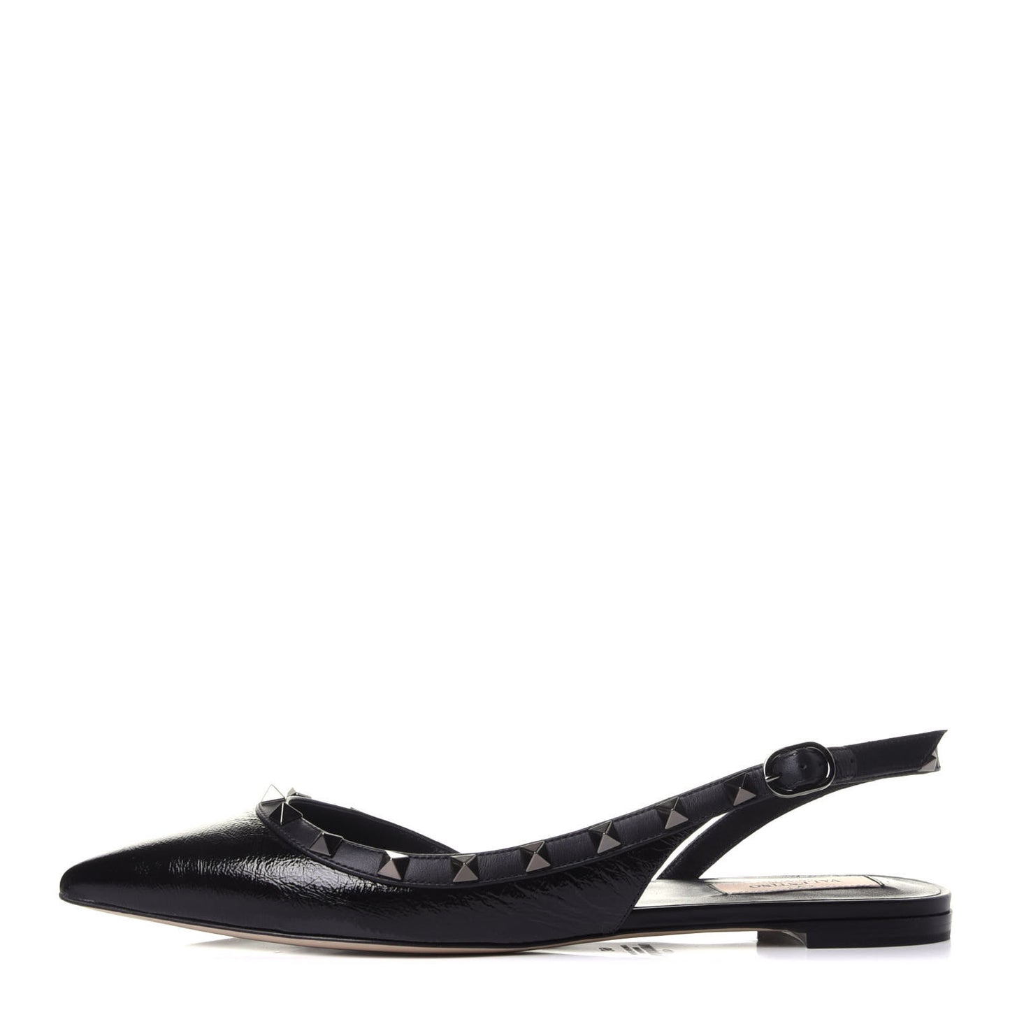 Patent Rockstud Slingback Flats 39 Black