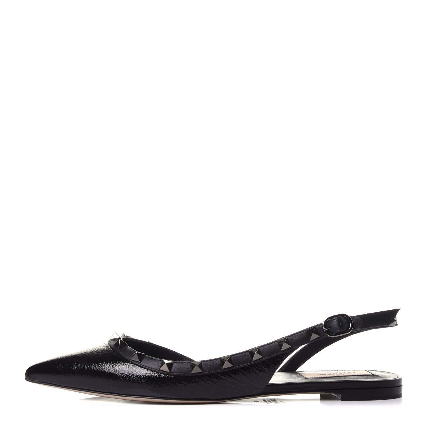 Valentino Garavani Patent Rockstud Slingback Flats 39 Black 1 of 12