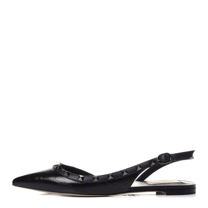 Valentino Garavani Patent Rockstud Slingback Flats 39 Black 1 of 12