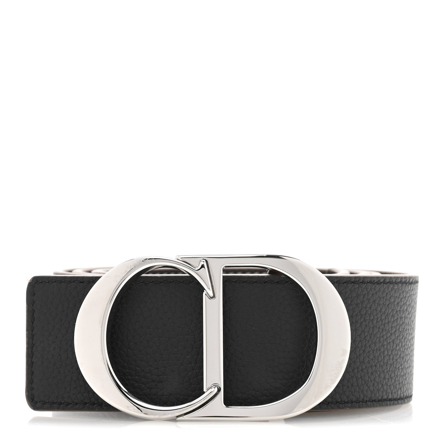 Christian Dior Grained Calfskin CD Belt 90 36 Brown Black 1 of 7