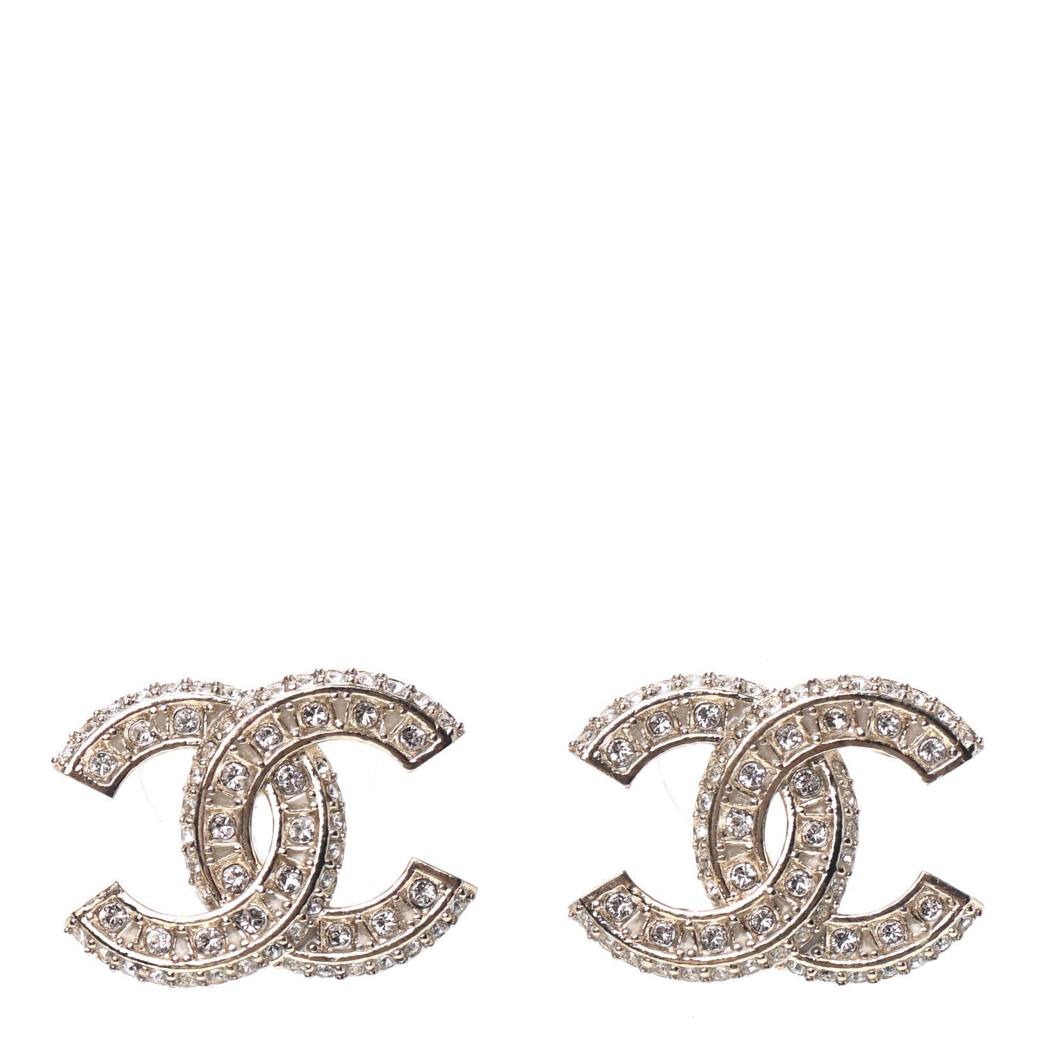 Chanel Crystal Timeless CC Earrings Light Gold 1 of 4