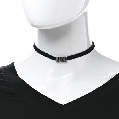 Christian Dior Velvet Crystal DIOR Choker Necklace Black 2 of 4