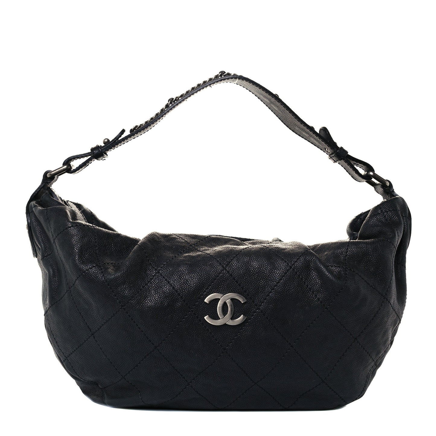 Caviar Stitched Large Outdoor Hobo Black