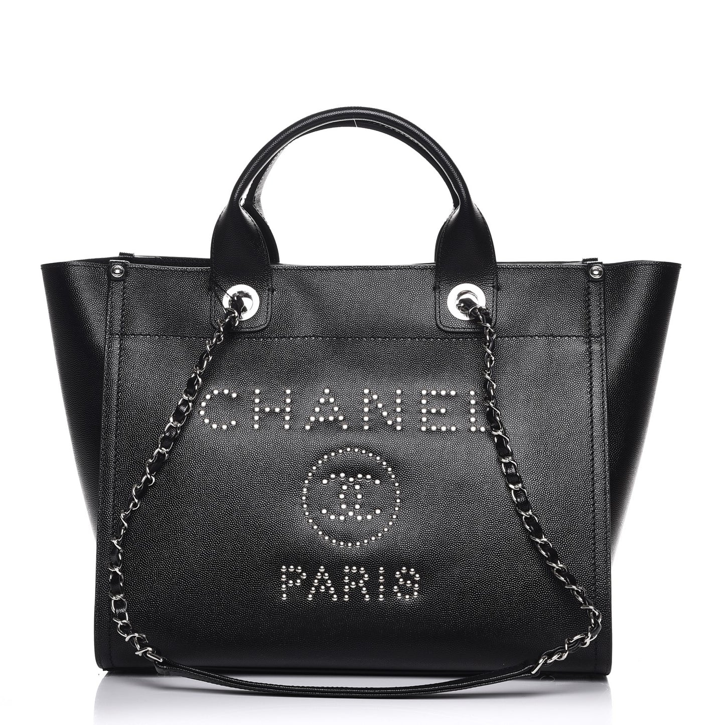 Caviar Small Studded Deauville Tote Black