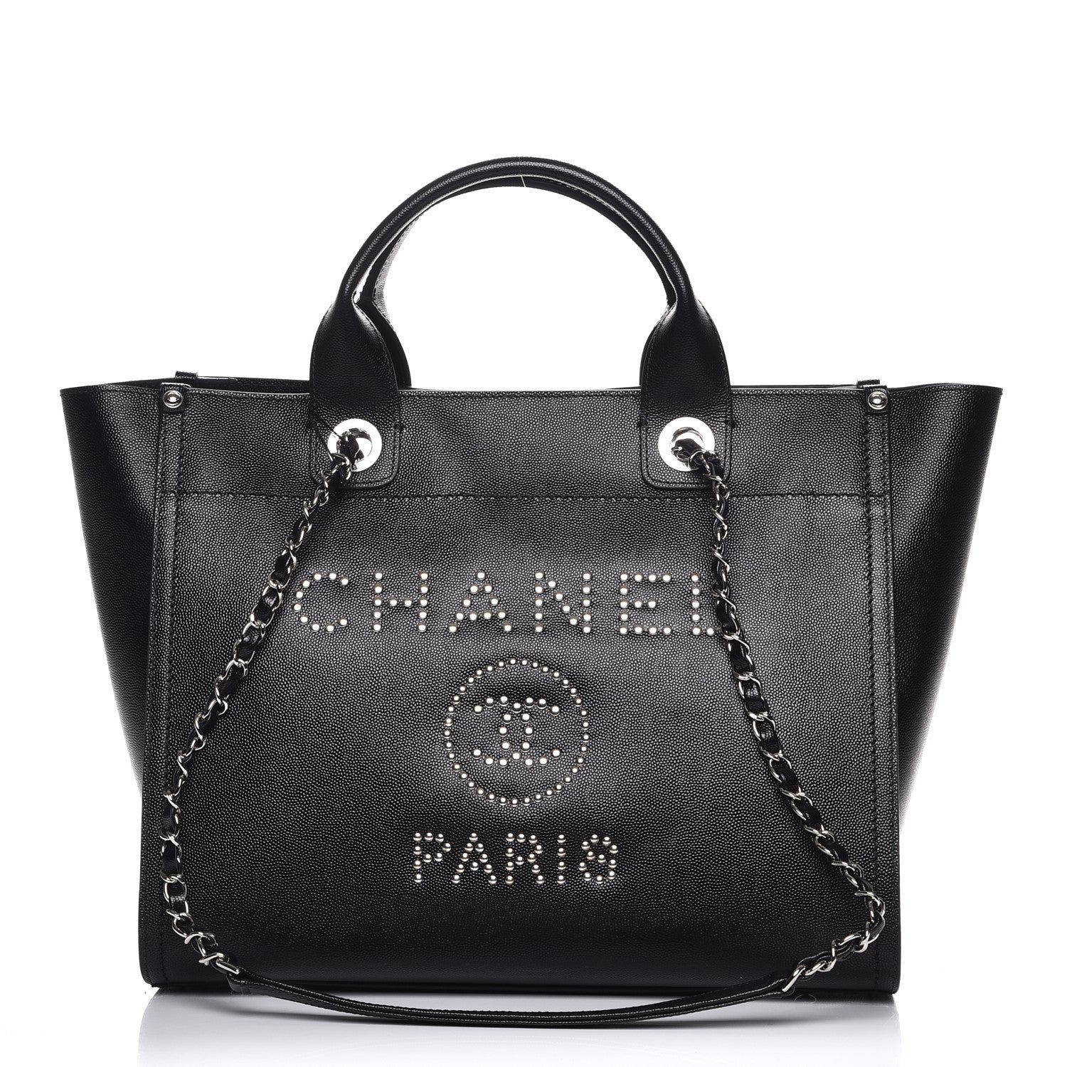 Chanel Caviar Small Studded Deauville Tote Black 1 of 9