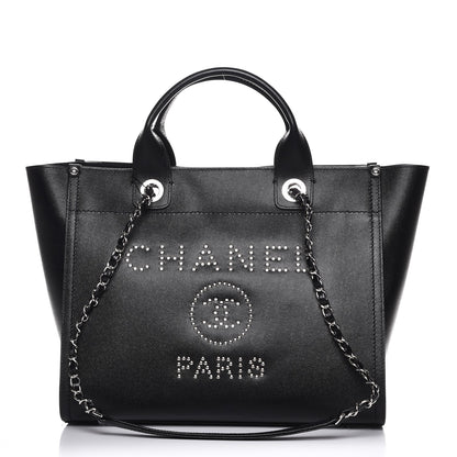 Chanel Caviar Small Studded Deauville Tote Black 1 of 9