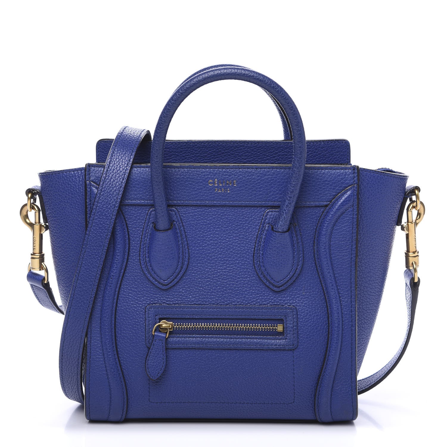 Celine Drummed Calfskin Nano Luggage Indigo 1 of 8
