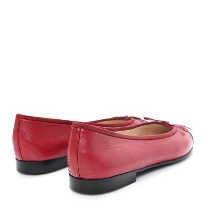 Chanel Lambskin CC Cap Toe Ballerina Flats 38.5 Red Black 5 of 9