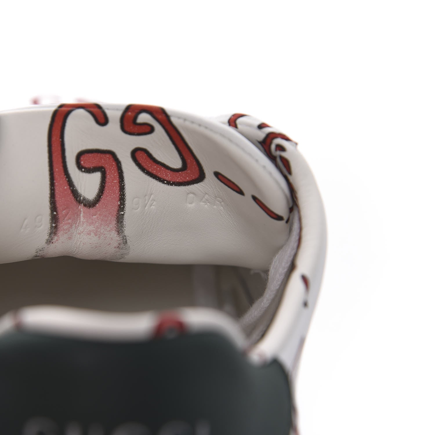 Gucci Calfskin GucciGhost Print Womens Ace Sneakers 39.5 White Hibiscus Red 7 of 10