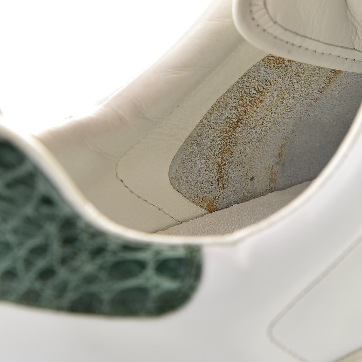 Gucci Calfskin Crocodile Web Mens Ace Sneakers 13 White Green 9 of 13