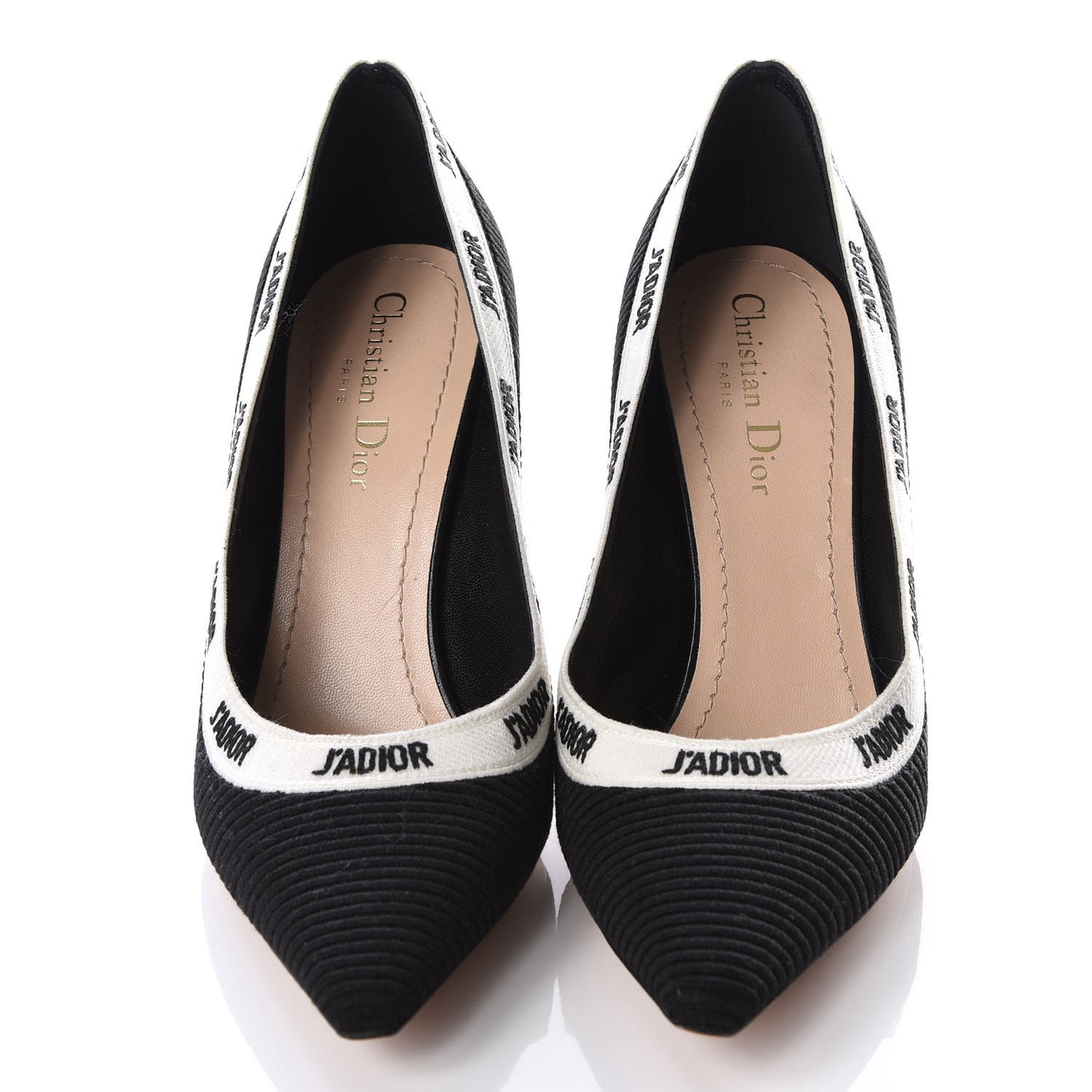 Technical Canvas Ribbon Embroidered J'Adior 100mm Pumps 38 Black