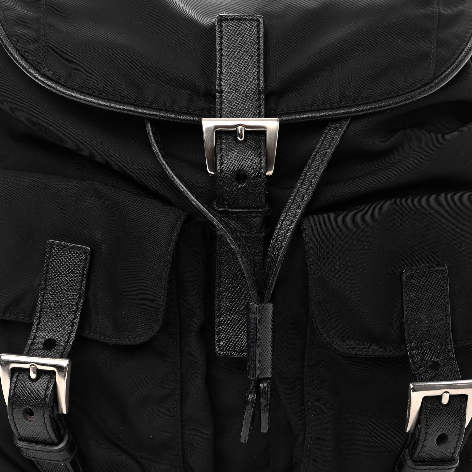 Prada Nylon Vela Saffiano Drawstring Shoulder Bag Black 8 of 11