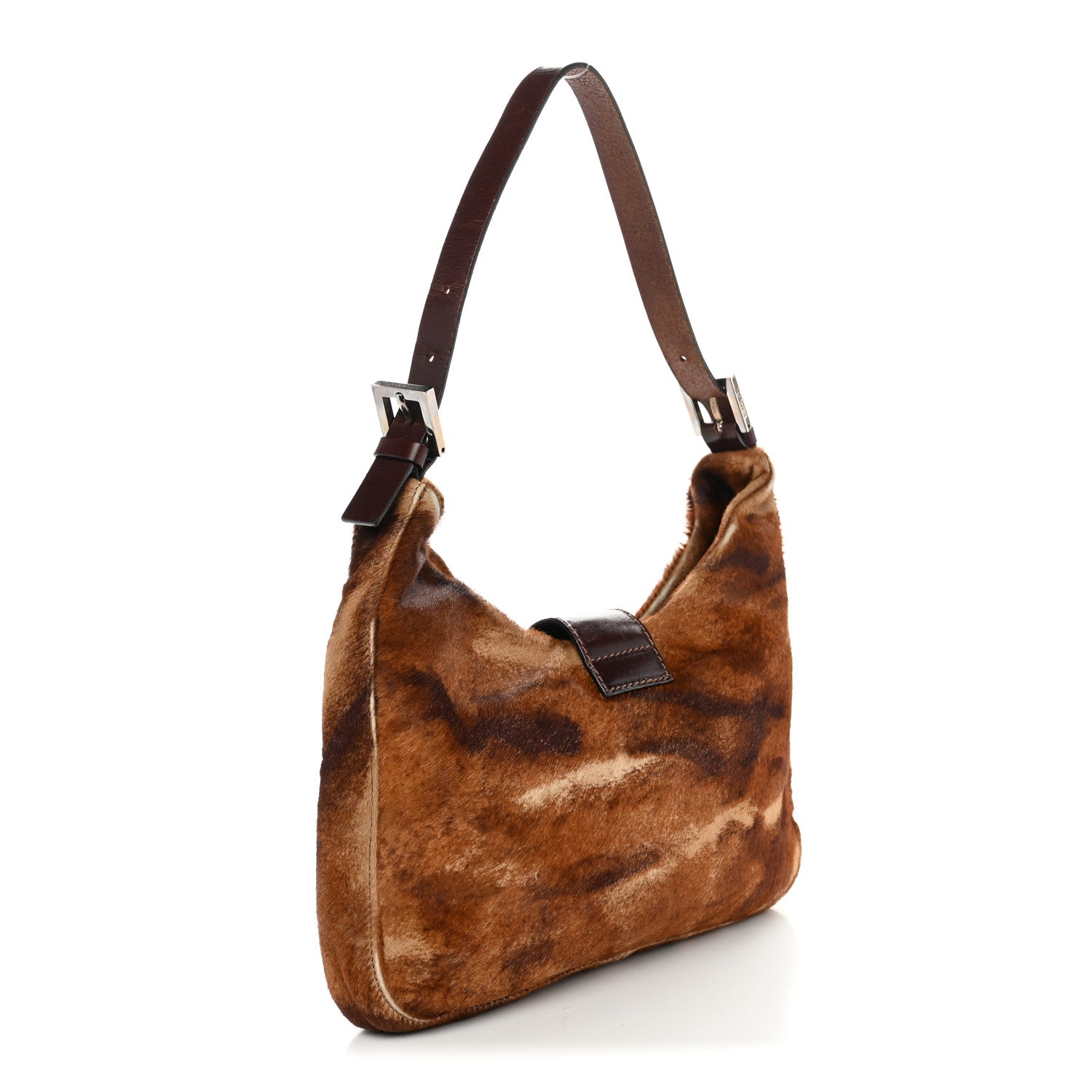 Fendi Calf Hair Shoulder Bag Brown 3 of 11