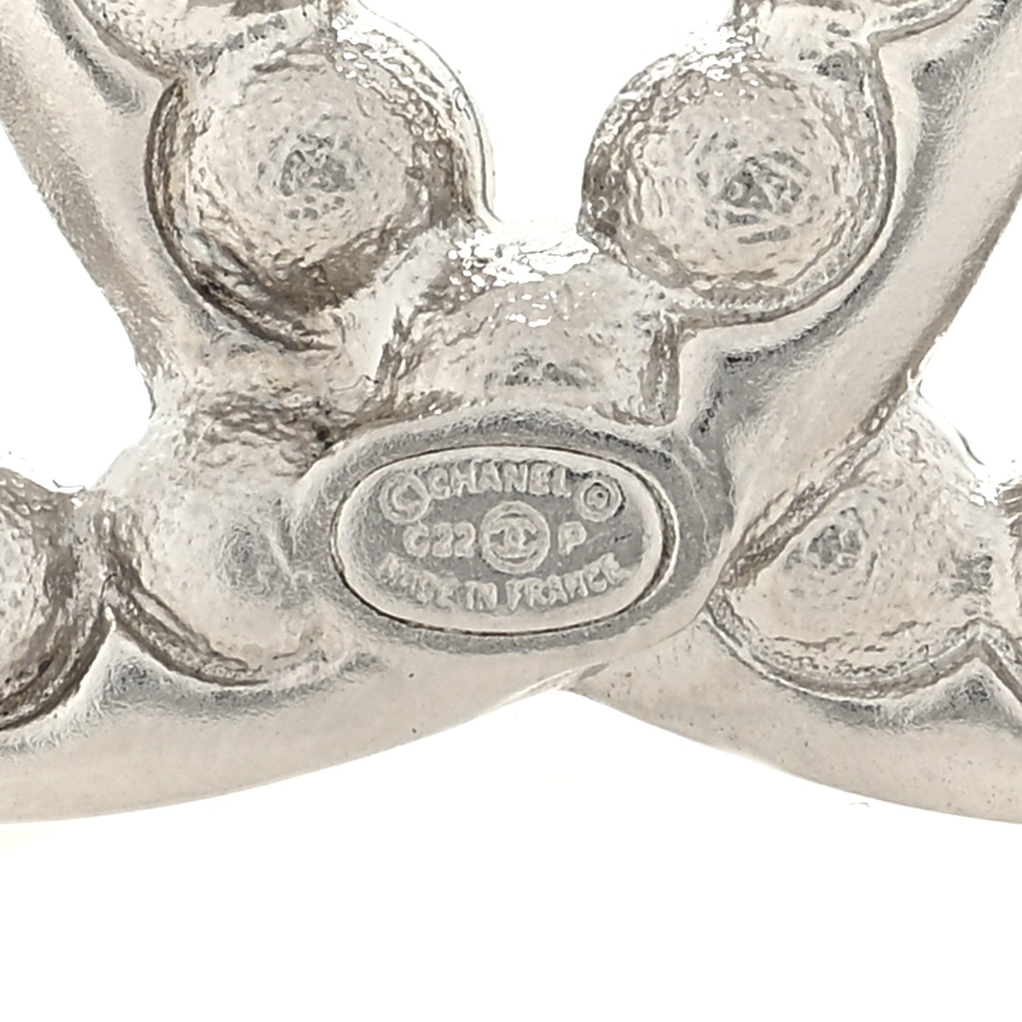 Pearl Crystal CC Brooch Silver