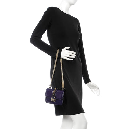 Valentino Garavani Patent Mini Glam Lock Rockstud Flap Purple 3 of 8