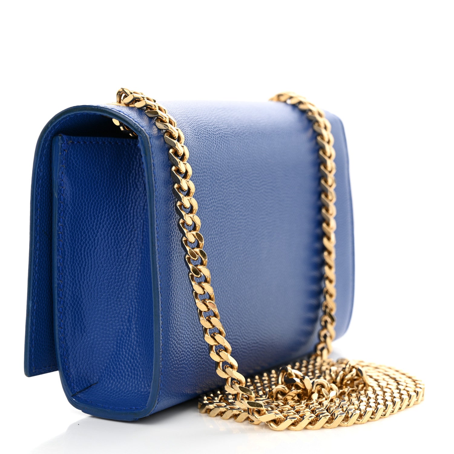 Saint Laurent Grain De Poudre Small Classic Monogram Kate Satchel Blue Clair 3 of 11