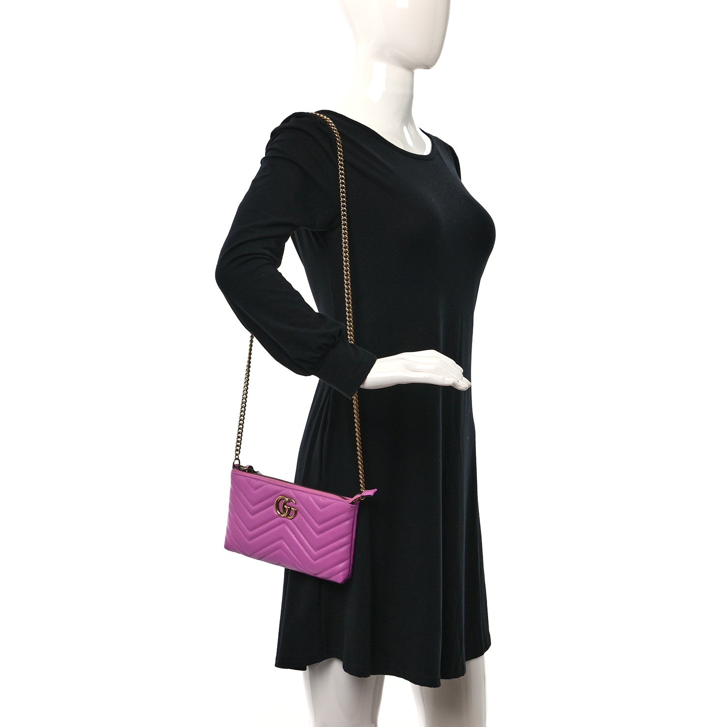 Gucci Calfskin Matelasse Mini GG Marmont Chain Bag Candy Mousse 3 of 8