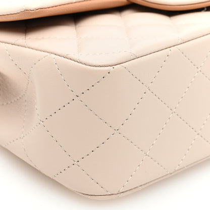 Chanel Lambskin Quilted Bi-Color Mini Top Handle Rectangular Flap Ecru Dark Beige 9 of 10