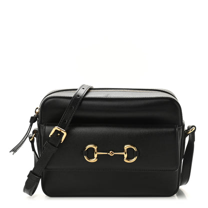 Gucci Textured Calfskin Small Horsebit 1955 Shoulder Bag Black 1 of 11