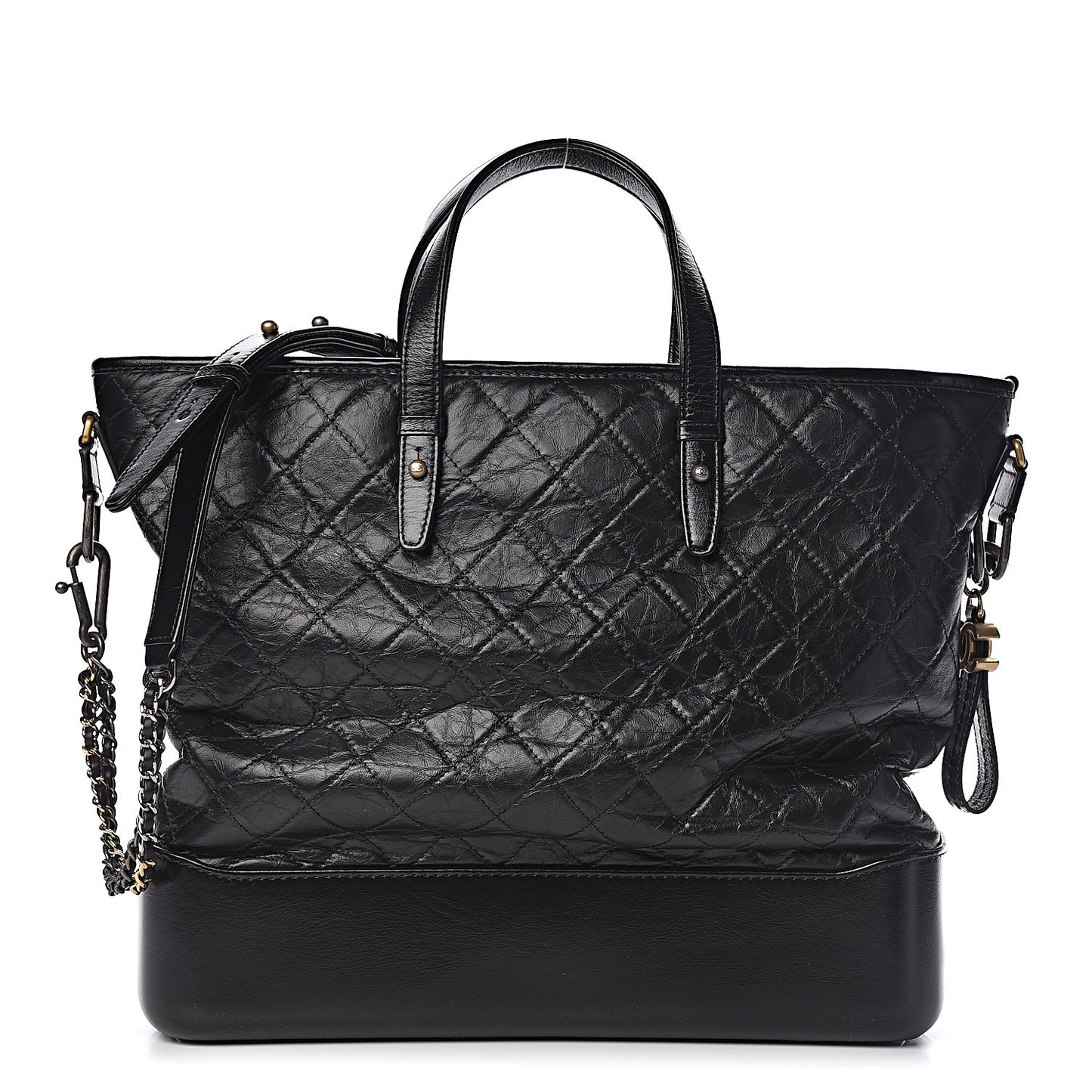 Calfskin Quilted Large Gabrielle Shopping Tote Black