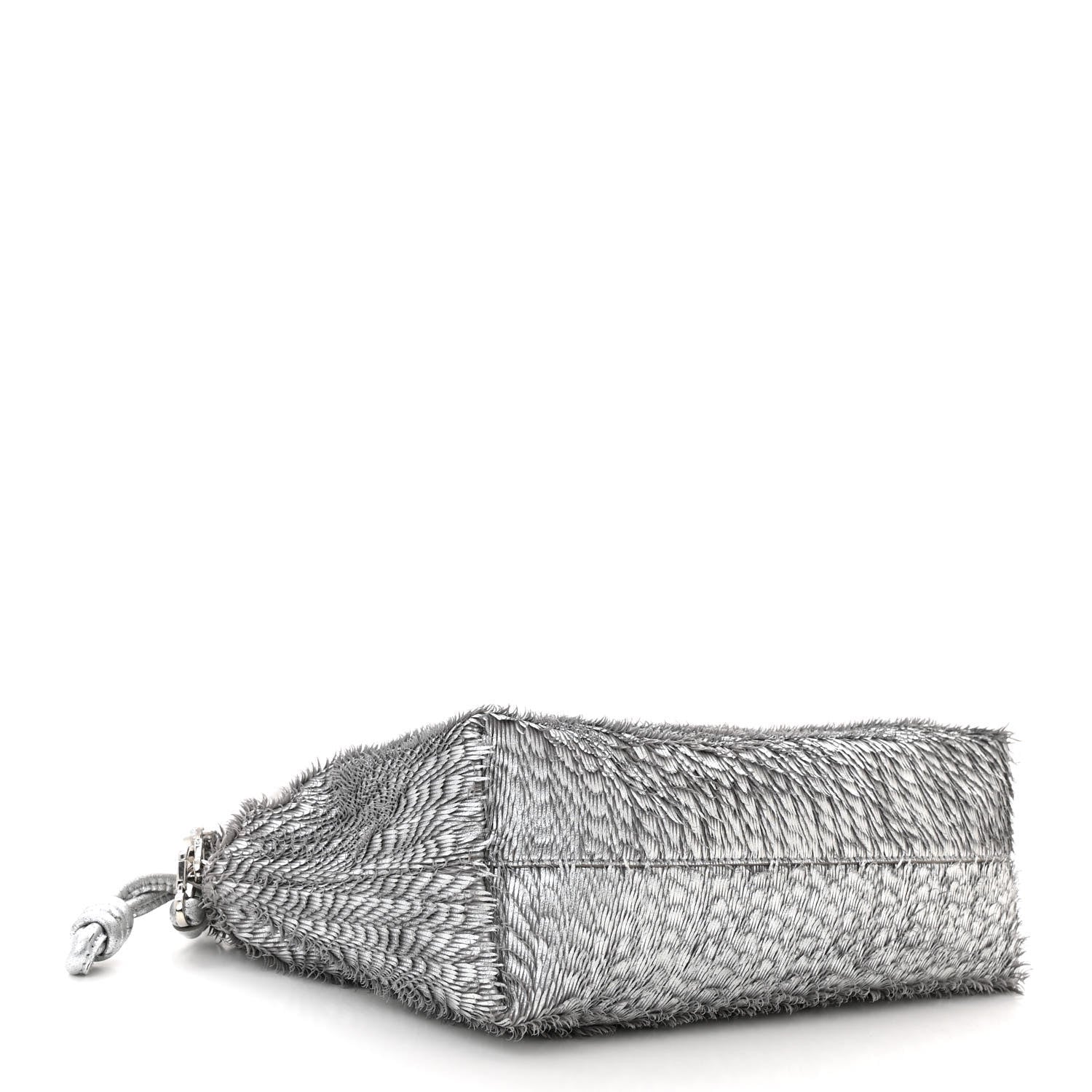 Loewe Metallic Nappa Calfskin Fringed Medium Chain Flamenco Knot Purse Silver 4 of 12